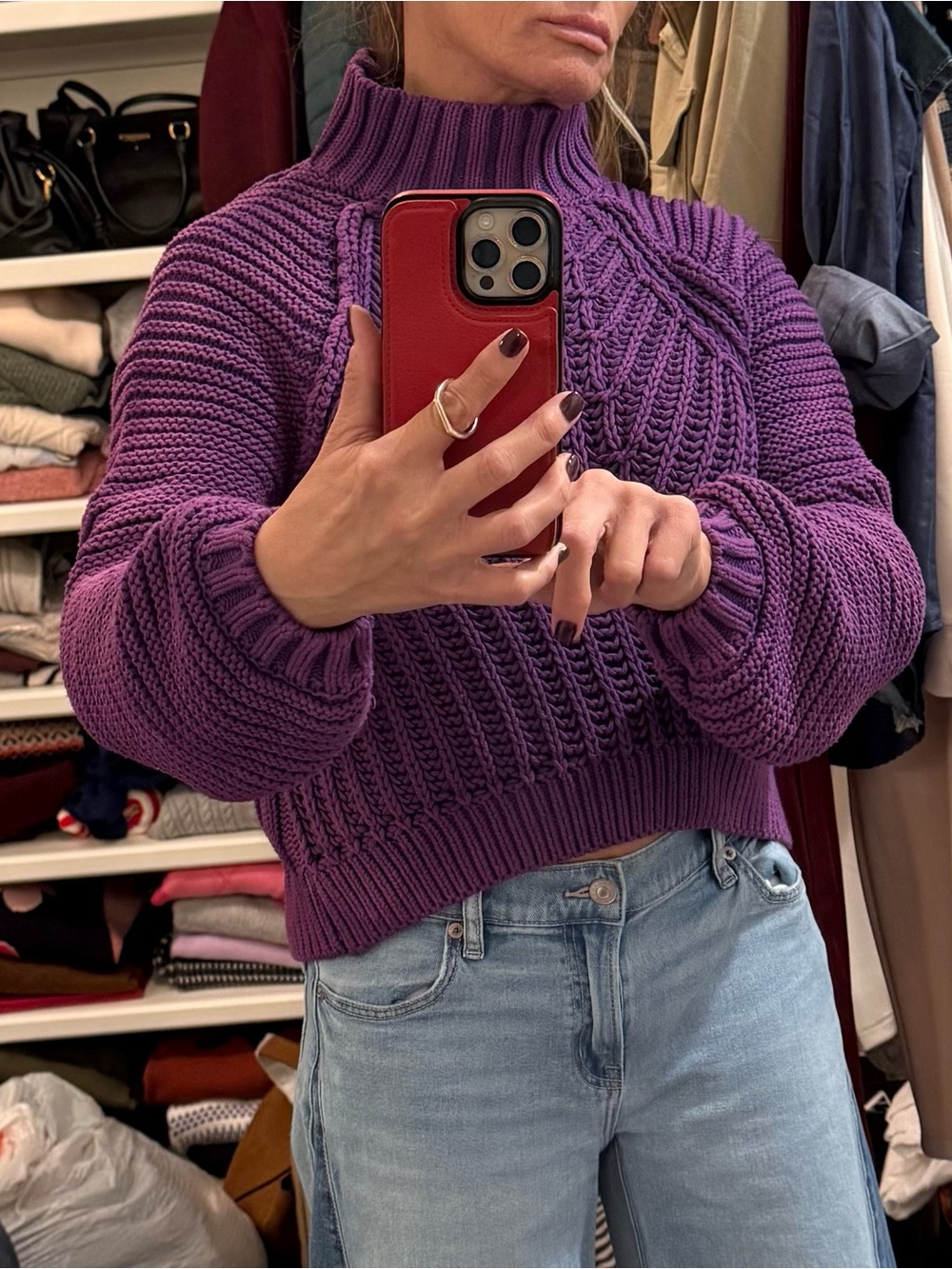 Free People Cable Turtleneck Sweater